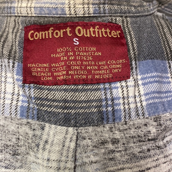 Plaid Flannel Unisex Small Gray/Blue/White - Picture 5 of 5